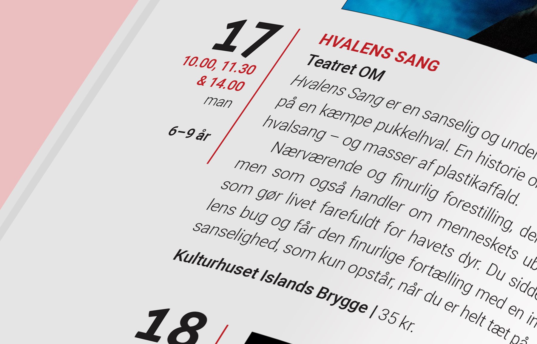 Detalje med typografi fra program til teaterfestival